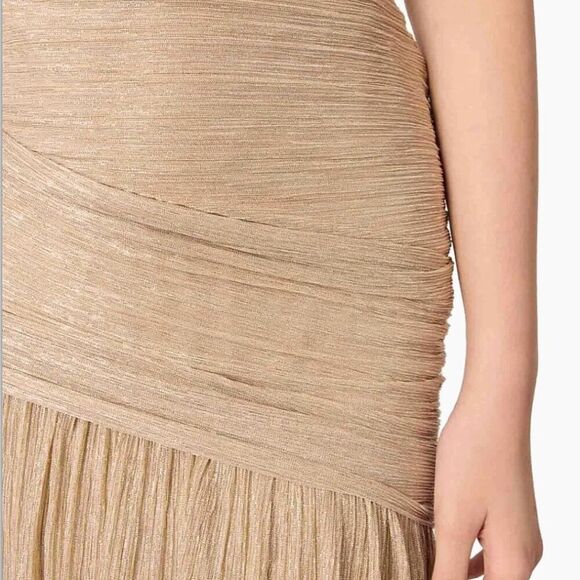 Maje Gold lame wrap top event dress size 40 (Large)  Repaired - Picture 7 of 15